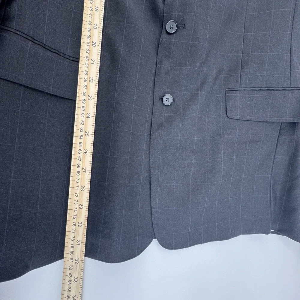 Hart Schaffner Marx Blazer Mens 42R Grey Windowpane 3-Button‎ Studio Nordstrom